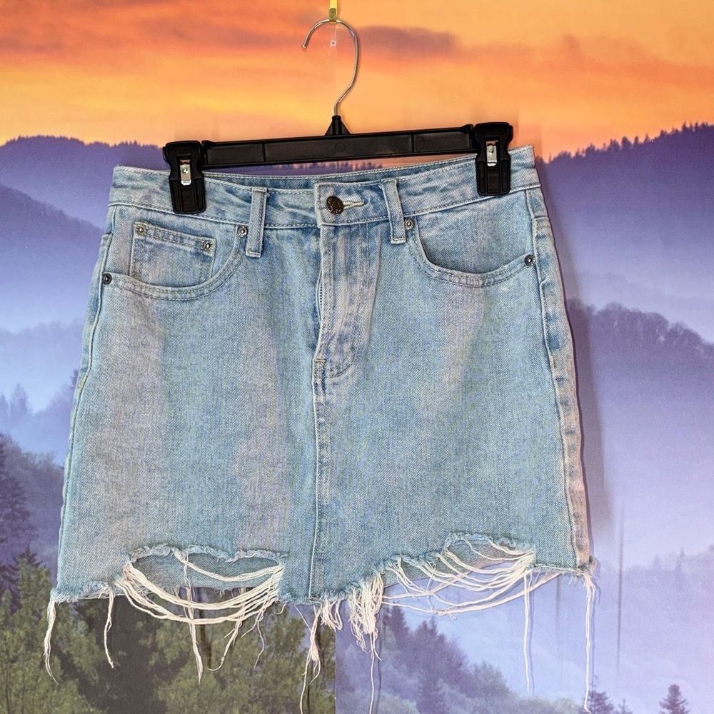 White Fox Boutique Light Blue Denim Skirt